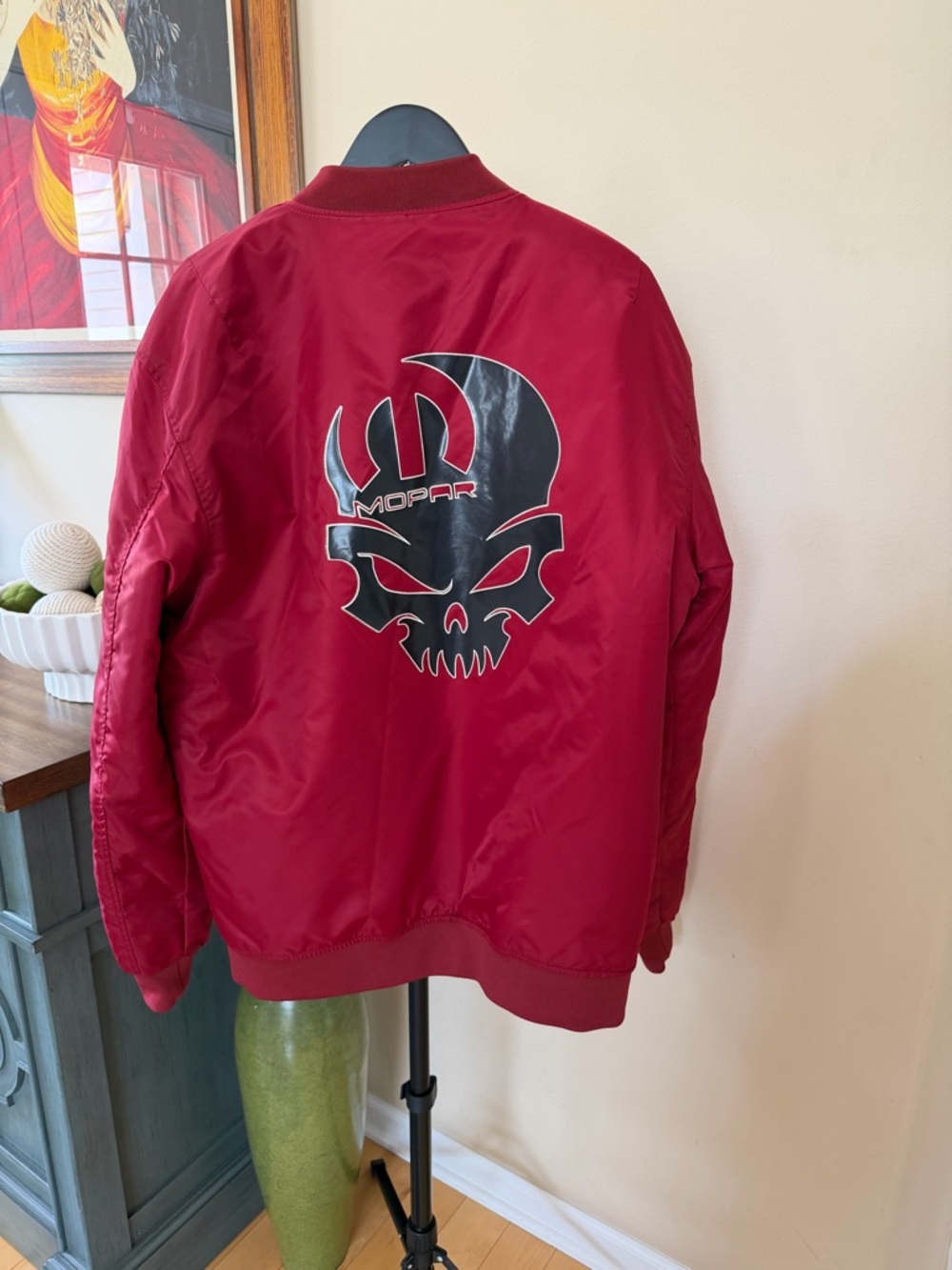 Mopar Red Bomber Jacket Skull Logo Racing Streetwear Men’s XL